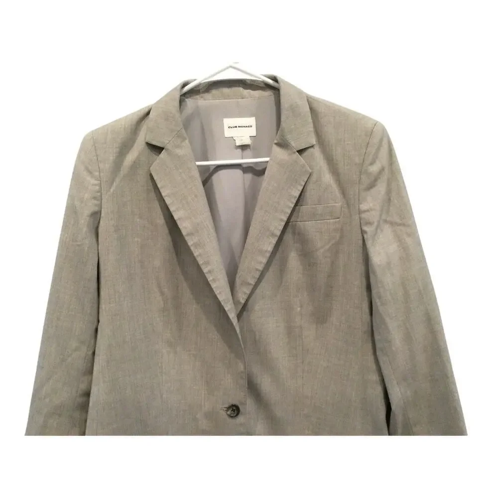 Club Monaco Long Single-Breasted Blazer Mens Size Medium M Grey Corporate READ‎